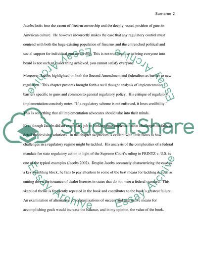 Analysis of Can Gun Control Work by James Jacobs