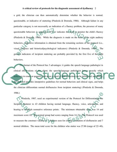 A Critical Review of Protocols for the Diagnostic Assessment of Dysfluency