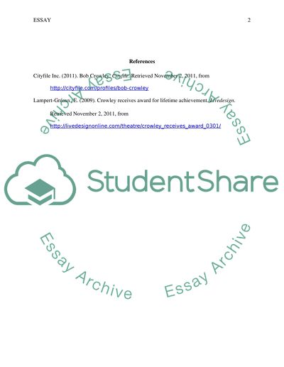 Bob Crowleys Set Designs