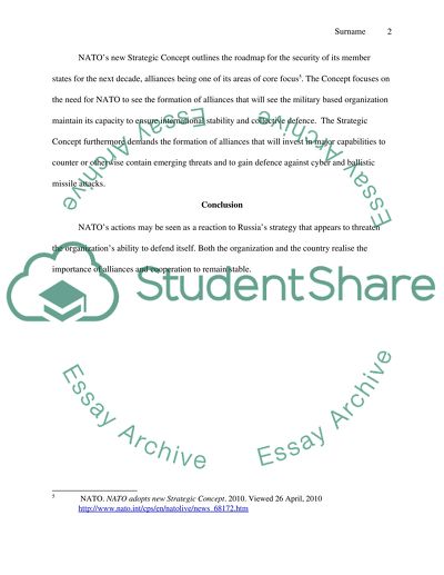 Russian Security Strategy of 2007, in regard to the new NATO strategic concept