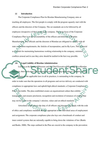 Riordan Manufacturing: Corporate Compliance Plan