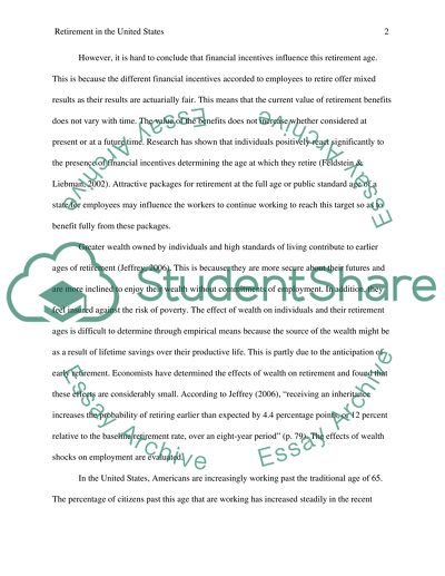 The Provision of Pensions Upon Retirement