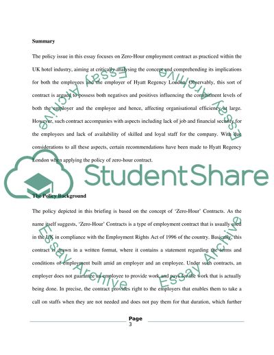 Zero Hour Contracts in the Hospitality Industry