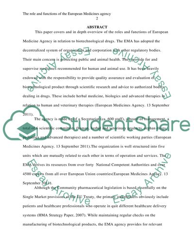 The Role and Functions of the European Medicines Agency