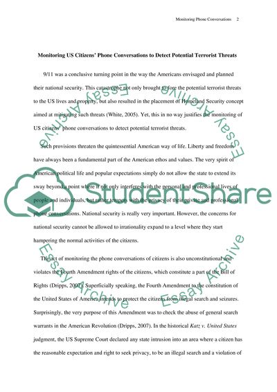 Monitoring U.S. citizens phone conversations to detect potential terriorist threats