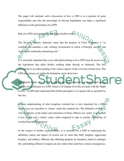 The impact of law and legislation on Close Protection