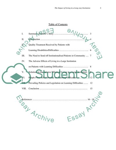 The Impact of Living in a Long-stay Institution on Learning Difficulties