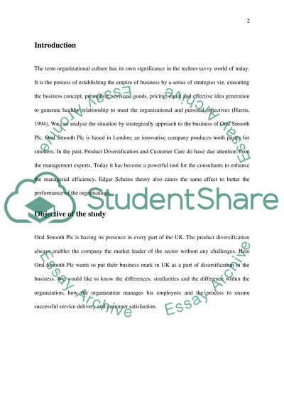 Organisational Culture of Oral Smooth Plc
