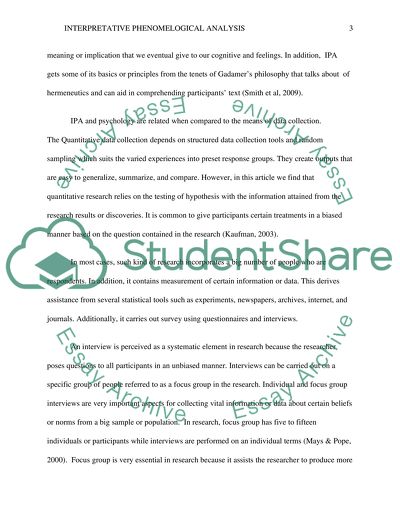 Interpretative Phenomenological Analysis and Psychology