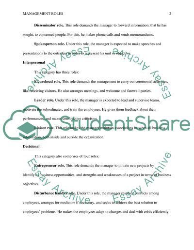 Management Roles Paper