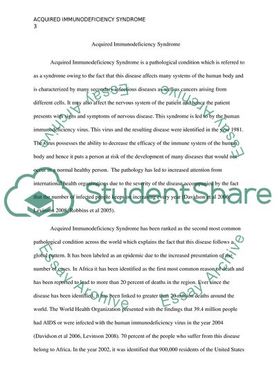 Acquired Immunodeficiency Syndrome as a Pathological Condition