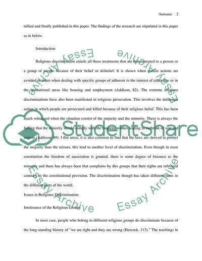 The Key Issues of Religious Discrimination