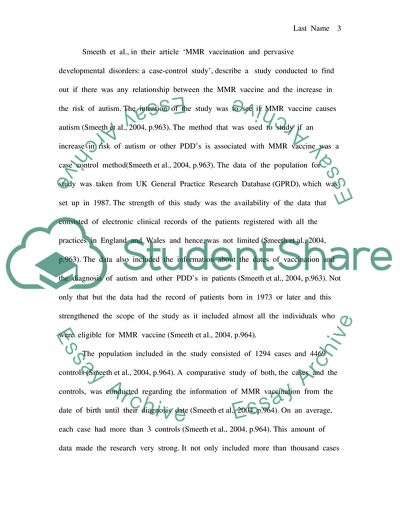 Critical Analysis of studies regarding Austim and whether vaccinations are the cause