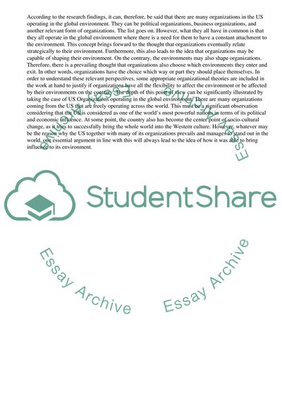 U.S. Organizations Operating in the Global Environment