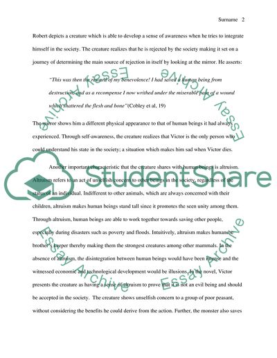 Humanity of the creature in the Novel Frankenstein