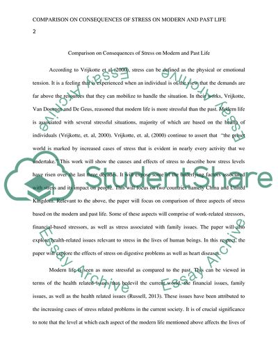 Comparison on Consequences of Stress on Modern and Past Life