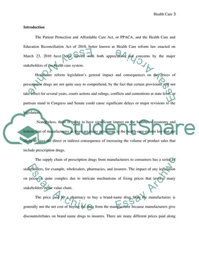 Health Care Reform and Effect on Prescription Drug Costs