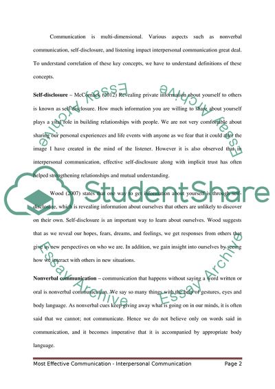 The Most Effective Communication, Interpersonal communication