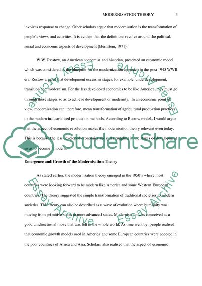 The Development of the Modernisation Theory