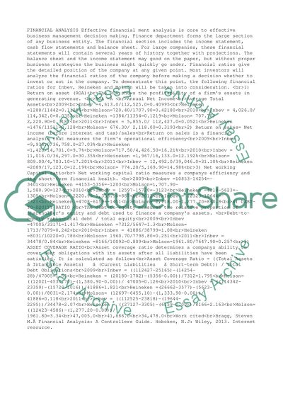 Financial analysis in case studies