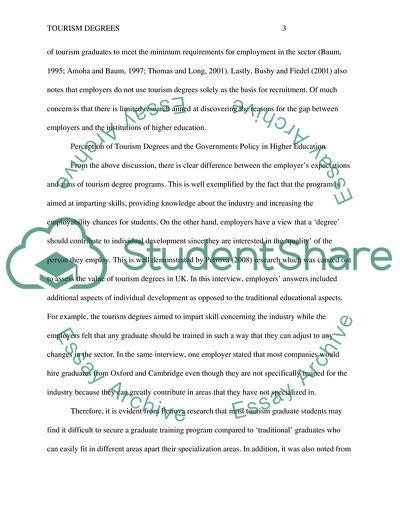 Tourism Education and Employment Opportunities in the Industry