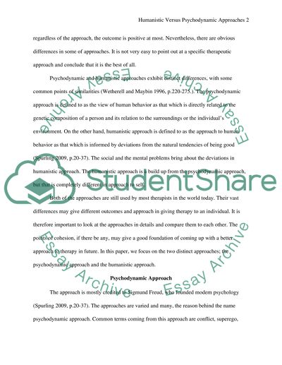 Hymanistic Versus Psychodynamic Approaches