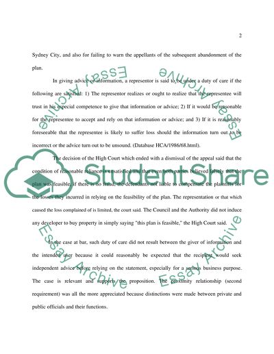 Liability for Negligent Misstatement