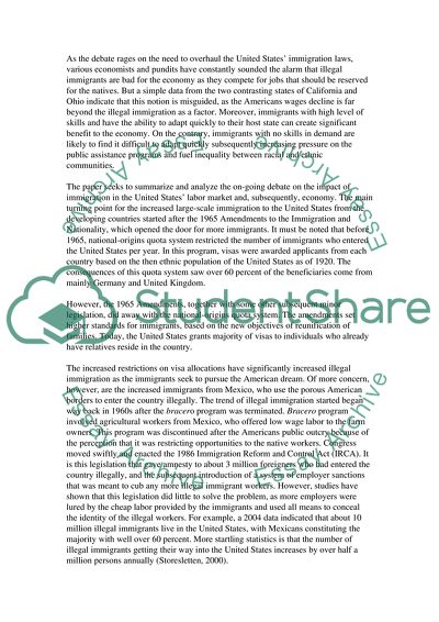 The Impact of Immigration in the United States Labor Market