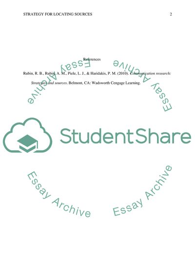 Research strategy for locating sources