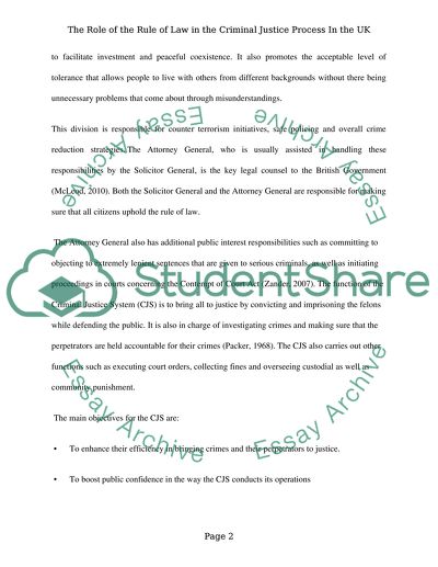 The role of the rule of law in the criminal justice process in UK