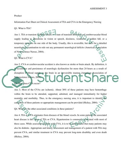 Clinical Assessment of TIA and CVA in Emergency Nursing