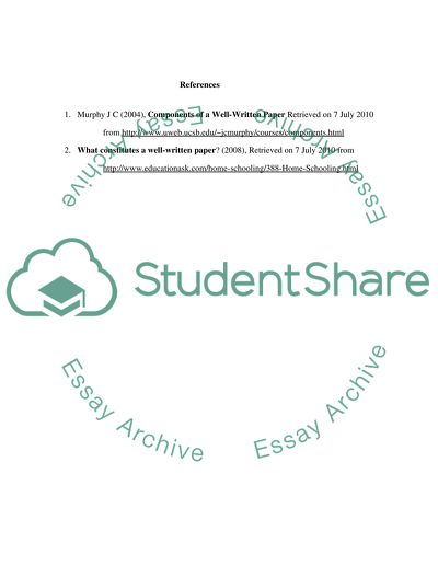Components of a Well-Written Paper