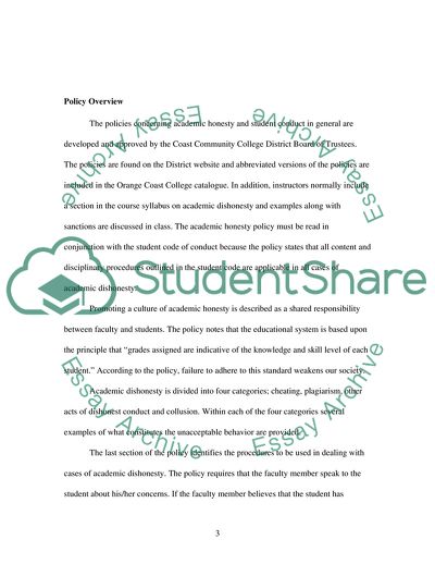 An Evaluation of the Academic Honesty Policy at Orange Coast College