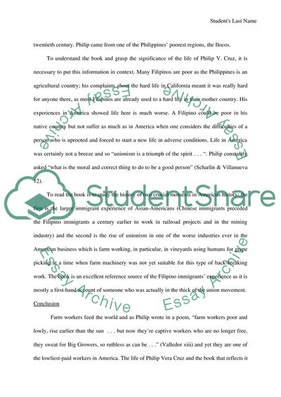 The Book Analysis of Philip Vera Cruz