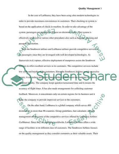 Effects of Quality Management on Domestic and Global Competition Paper