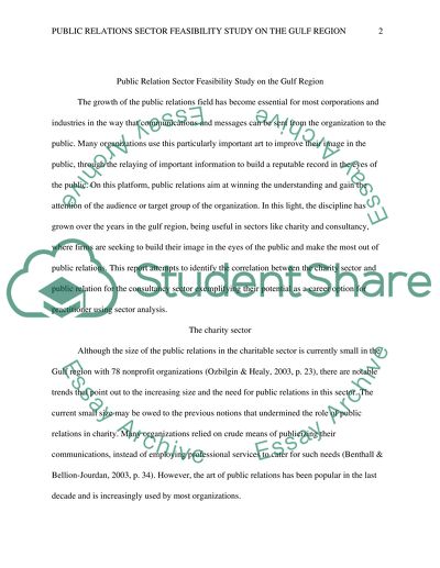 Public Relation Sector Feasibility Study on the Gulf Region