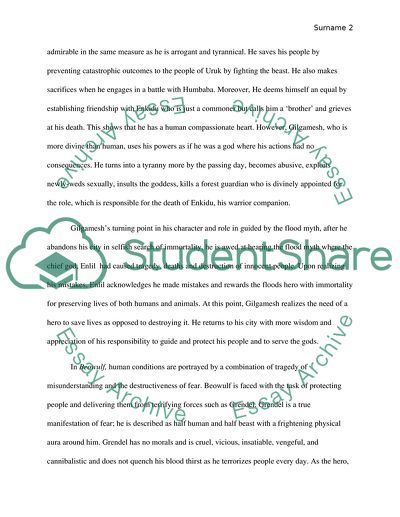 Human Condition as Seen in Beowulf, Gilgamesh, and Iliad