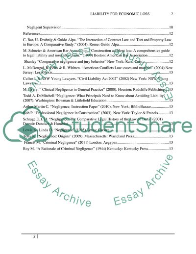 Liability for Economic Loss