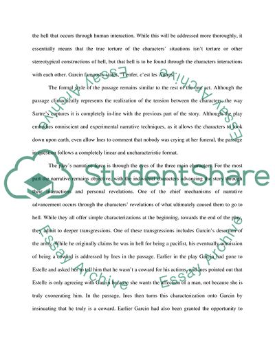 Critical Centary of a Passage from Sartres Huis Clos