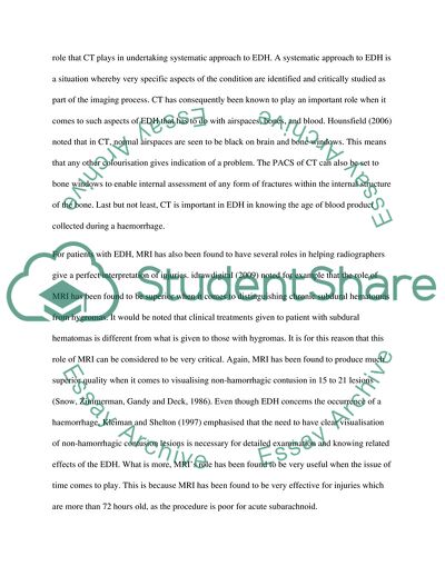 Role of Computed Tomography and MRI in Detecting Extradural Haemorrhage after Trauma