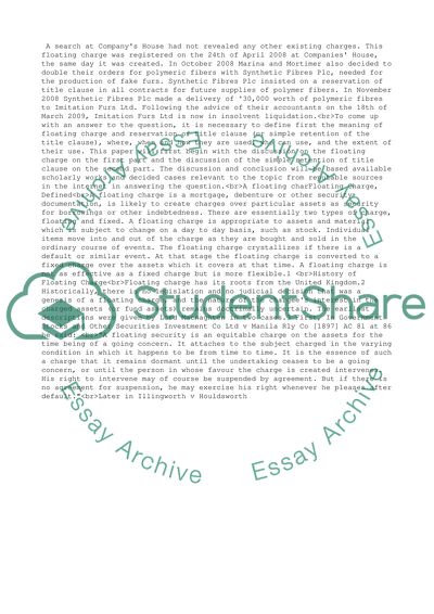 Floating Charge Case Issues