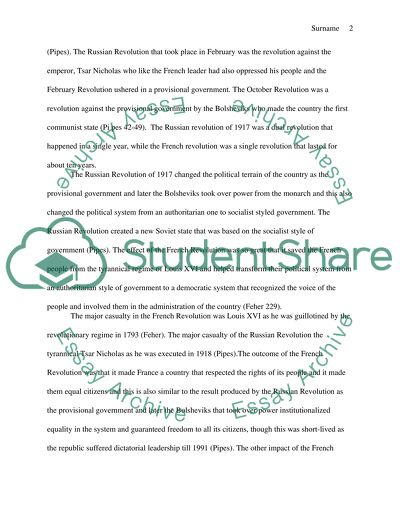 A Comparison between the Russian and the French Revolution