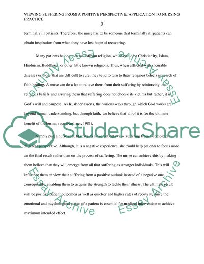 Viewing Suffering from a Positive Perspective: Application to Nursing Practice