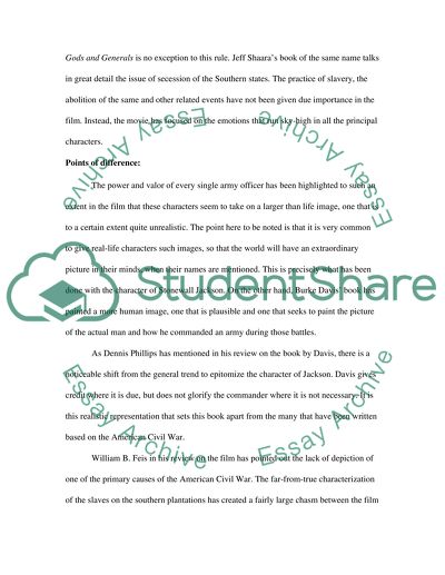 Gods and generals -book vs film vs reality