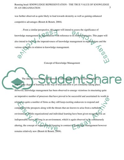 Knowledge Representation - The true value of knowledge in an organisation