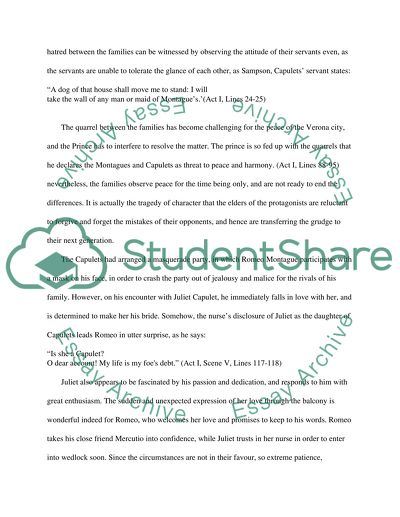 Romeo and Juliet - the Tragedy of Character