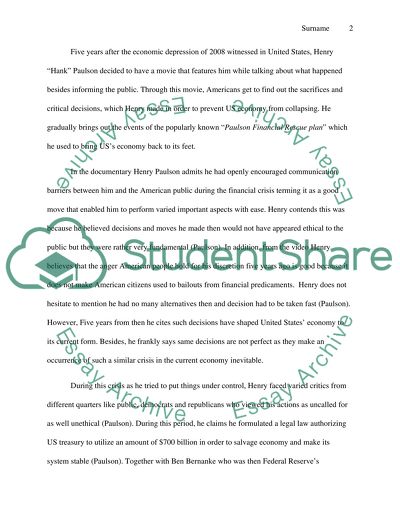 Summary about Hank by Henry Paulson