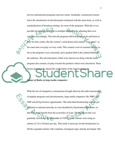 Social Habits Changes Due to Radio