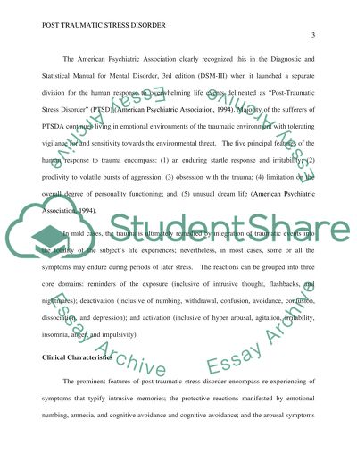 Post Traumatic Stress Disorder