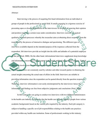 Interview with the Administrator in the Health Care Industry